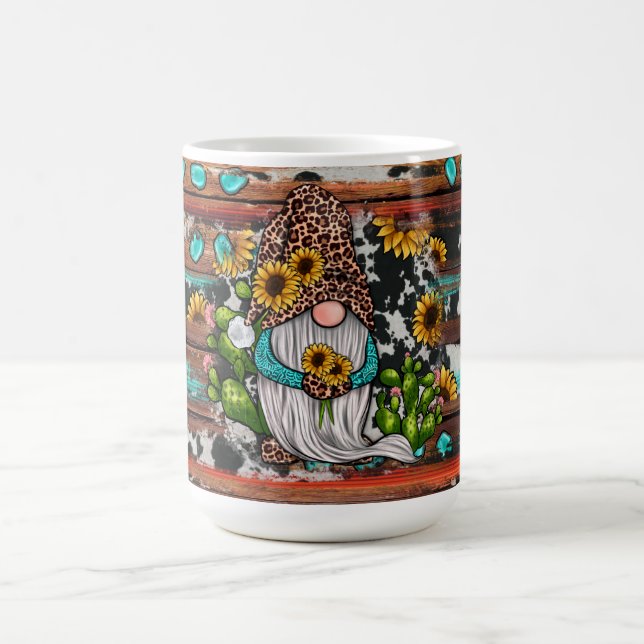 Western Gnome Sunflowers Turquoise Stones Coffee Mug (Center)