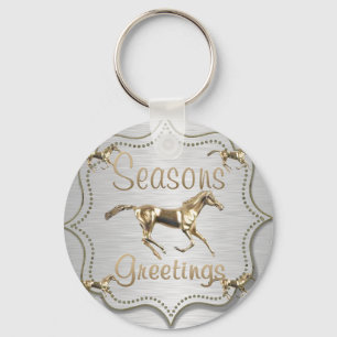 Western Gold Horse seasons Greetings Keychain