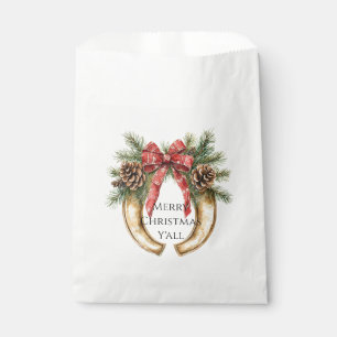 Western Gold Horse Shoe Christmas Pine Cones Favour Bag