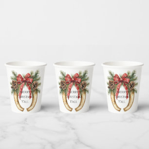 Western Gold Horse Shoe Christmas Pine Cones Paper Cups
