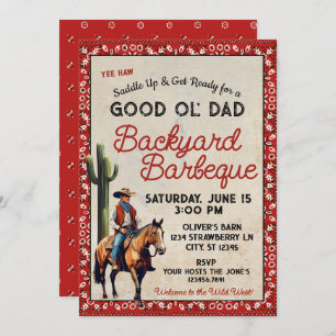 Western Good Ol' Dad Barbeque Invitation