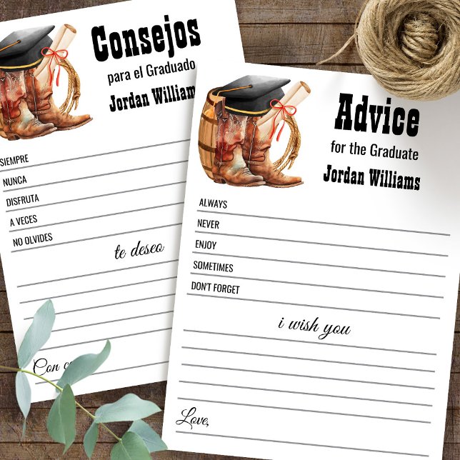 Western Graduation Advice English Spanish card (Creator Uploaded)