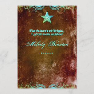 Western Graduation Announcement Blue Brown Star