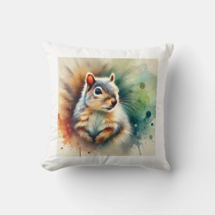 Western Gray Squirrel 220924AREF123 - Watercolor Throw Pillow
