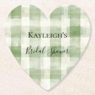 Western Green Cream Plaid Stripes Country   Paper Coaster