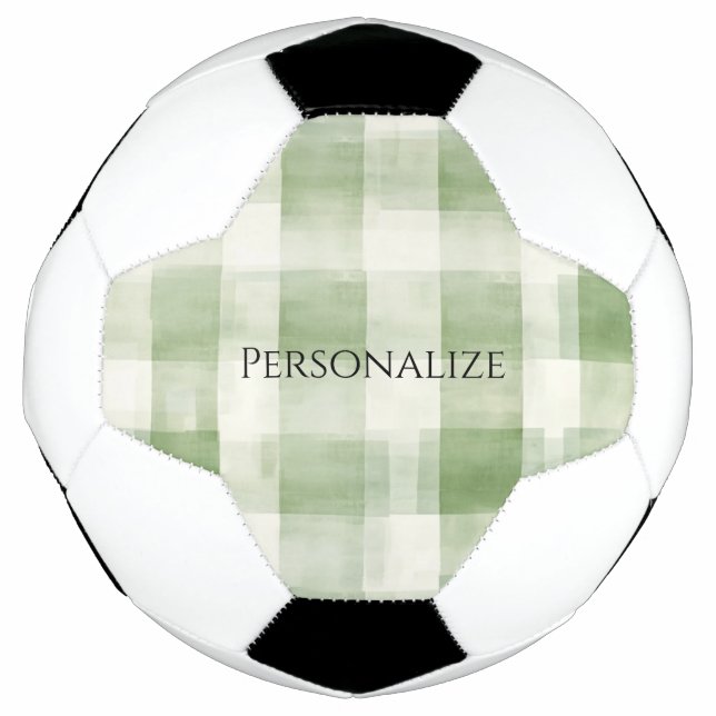Western Green Cream Plaid Stripes   Soccer Ball (Front)