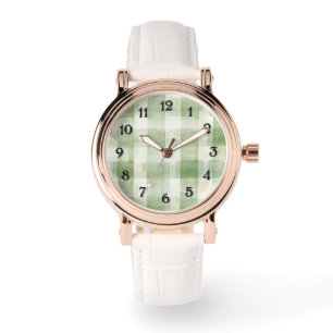 Western Green Cream Plaid Stripes   Watch