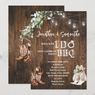 Western Greenery I do BBQ Couples Shower Invitation