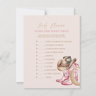 Western Guess the Price Baby Shower Game card