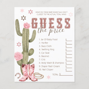 Western Guess the Price Game – Cowgirl Baby Shower Flyer