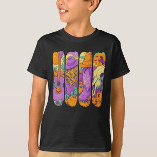 Western Halloween Cowgirl Pumkin Guitar Boots Cow T-Shirt