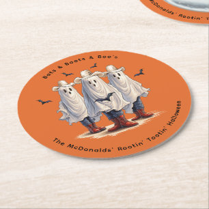 Western Halloween Party Cowboy Ghosts Custom Round Paper Coaster