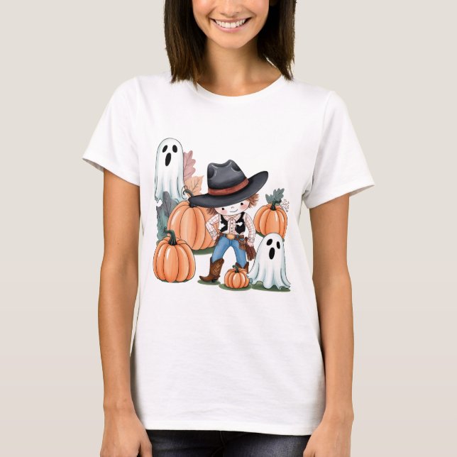 Western Halloween  Pumpkin Png  T-Shirt (Front)