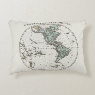 Western Hemisphere Atlas Map Decorative Pillow