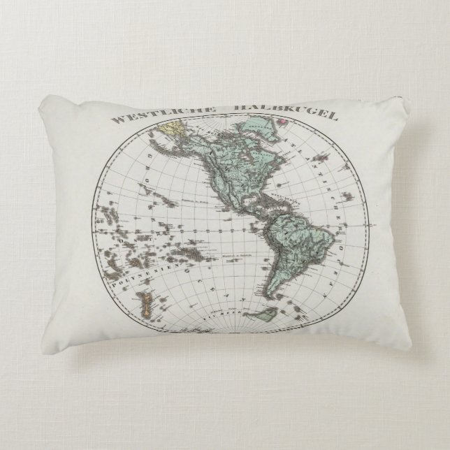 Western Hemisphere Atlas Map Decorative Pillow (Front)