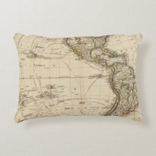 Western Hemisphere Circular Map Decorative Pillow