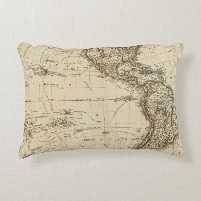 Western Hemisphere Circular Map Decorative Pillow (Front)