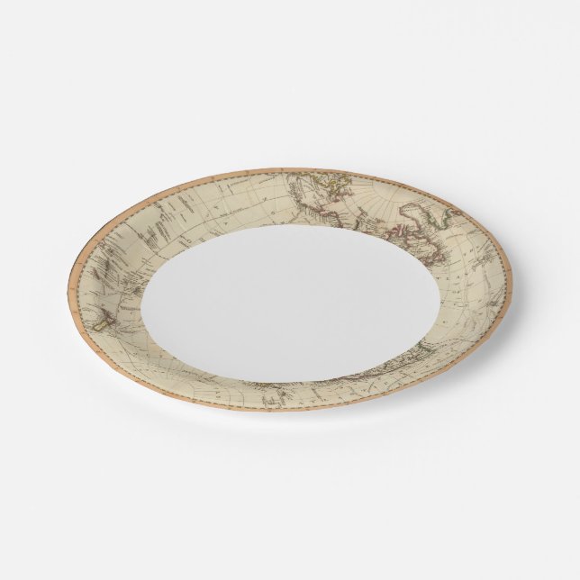 Western Hemisphere Circular Map Paper Plate (Angled)