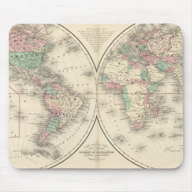 Western Hemisphere Eastern Hemisphere Mouse Pad (Front)