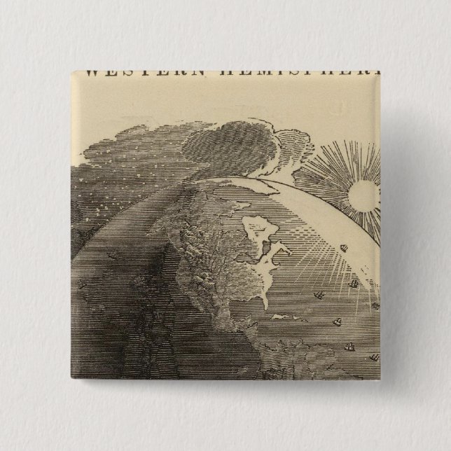 Western Hemisphere Map by Goodrich 2 Inch Square Button (Front)