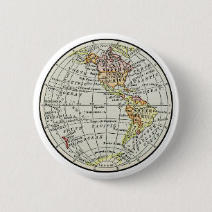 Western Hemisphere Map Globe Travel 2 Inch Round Button