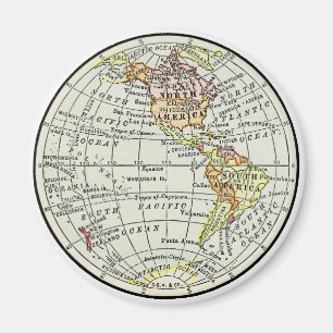 Western Hemisphere Map Globe Travel Art Magnet