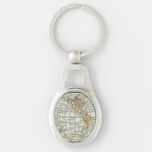 Western Hemisphere Map Globe Travel Keychain (Front)