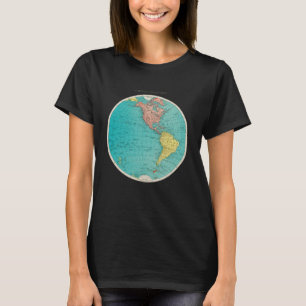 Western Hemisphere World Map Design Cartography Gl T-Shirt