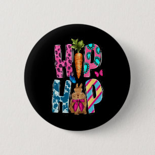 Western Hip Hop Bunny And Carrot Happy Easter Day  2 Inch Round Button