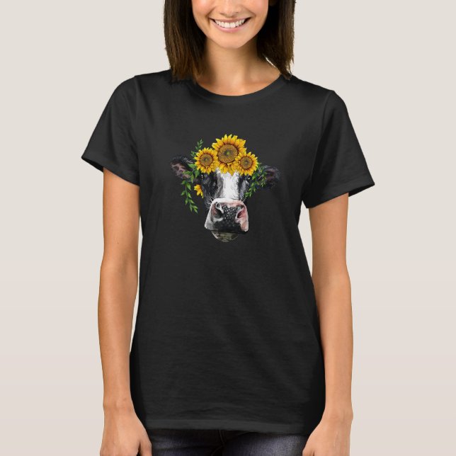 Western Holstein Cow Cute Holstein Portrait With S T-Shirt (Front)