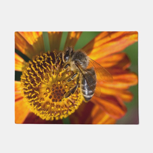 Western Honey Bee Macro Photo Doormat (Front)