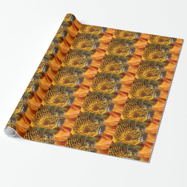 Western Honey Bee Macro Photo Wrapping Paper (Unrolled)