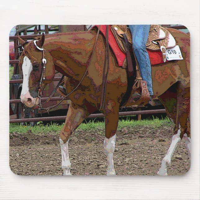 Western Horse Cartoon Effect Mouse Pad (Front)