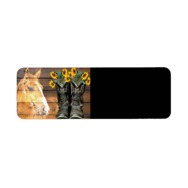 Western Horse Cowboy Boots Sunflowers Barn Board (Front)