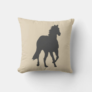 Western Horse Equestrian Pony Cowboy Brown Tan Throw Pillow