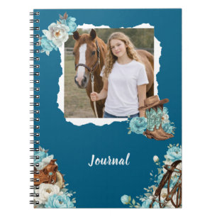 Western Horse Floral Personalized Notebook