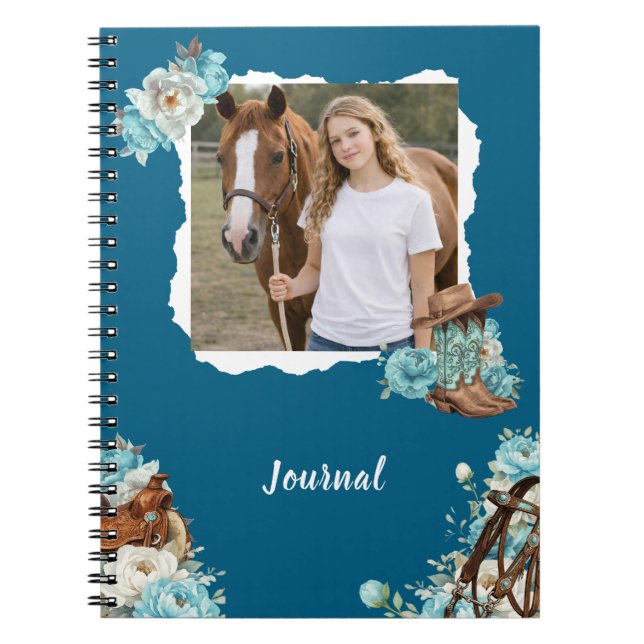 Western Horse Floral Personalized Notebook (Front)
