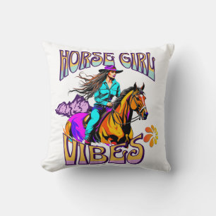 Western Horse Girl Vibes and Horse Throw Pillow