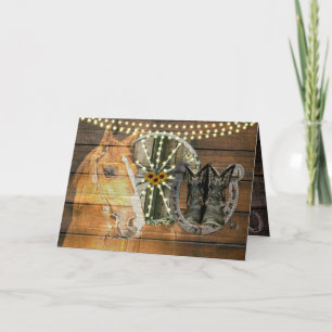 Western Horse Horseshoe Wagon Wheel Cowboy Boots Card