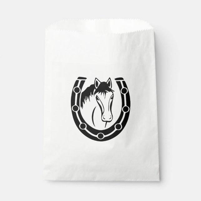 Western Horse Horseshoe Wedding Equestrian Country Favour Bag (Front)
