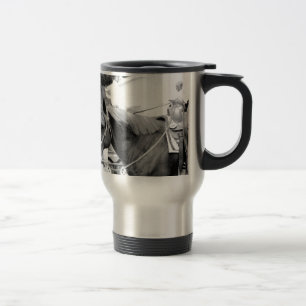 Western Horse in Black and White Travel Mug