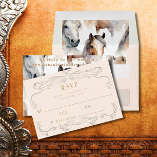 Western Horse Lovers Pink Wedding RSVP Card