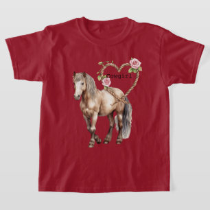 Western Horse Pink Floral Heart Rope T-Shirt