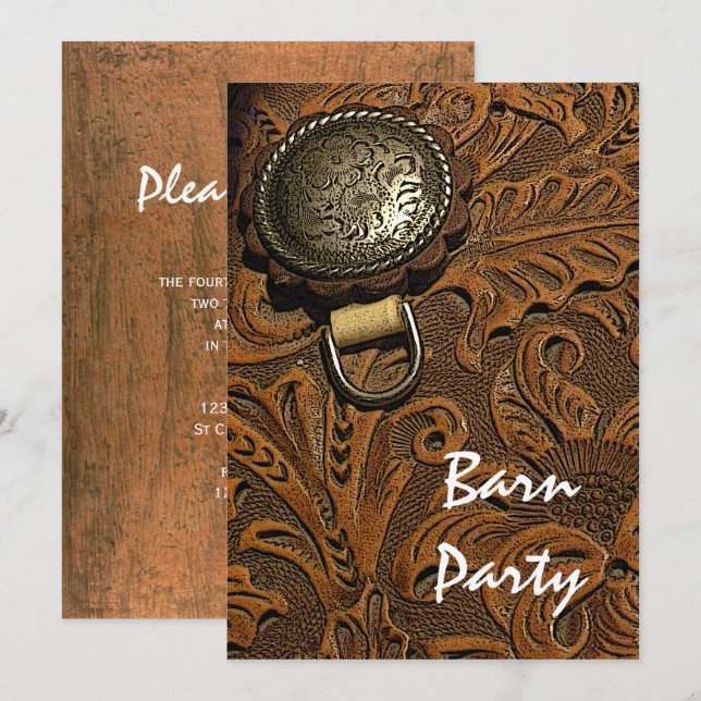 Western Horse Saddle Barn Party Invitation (Front/Back)