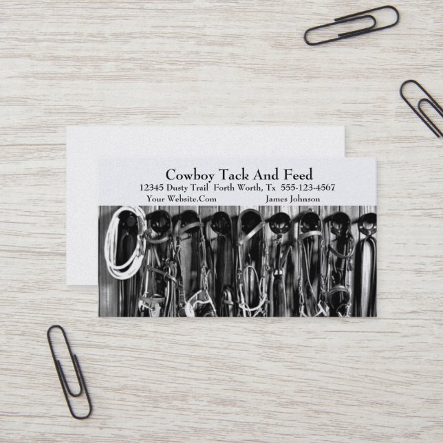 Western Horse Tack Business Card Template (Front/Back In Situ)