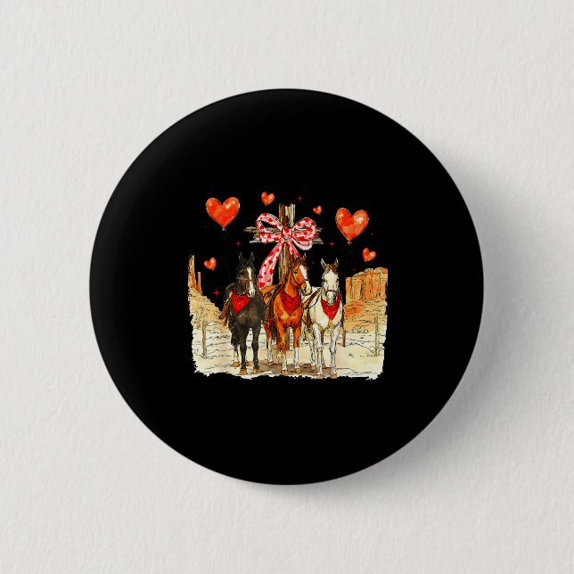 Western Horse Valentine Funny Western Valentines D 2 Inch Round Button (Front)