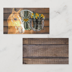 Western Horse Wagon Wheel Horseshoe Cowboy Boots Business Card