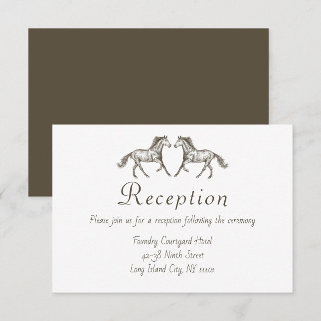 Western Horse Wedding Reception Brown Country Invitation (Front/Back)