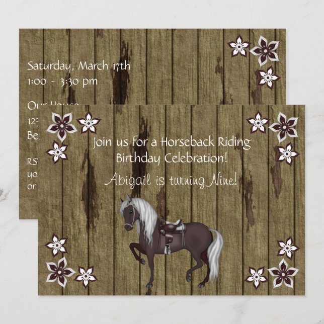 Western Horseback équitation Invitation Anniversai (Devant / Derrière)