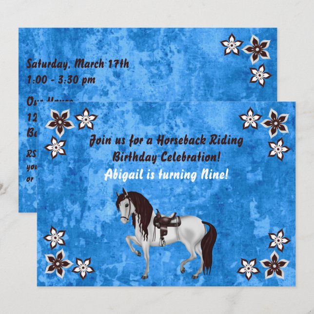 Western Horseback équitation Invitation Anniversai (Devant / Derrière)